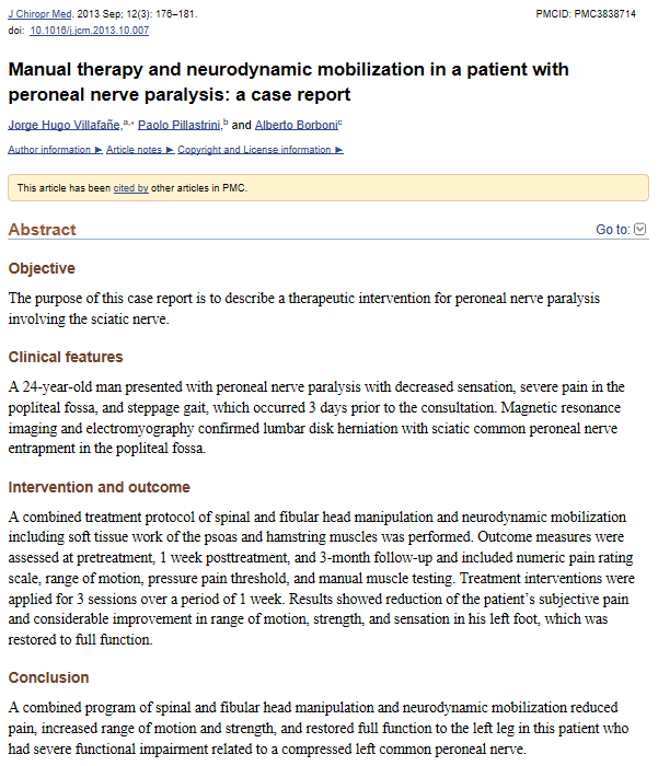 A case research where neural mobilization was succeful managing a peroneal paralysis