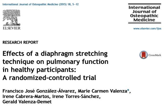 International journal of osteopathic medicine: research report on a diaphragm stretching technique.